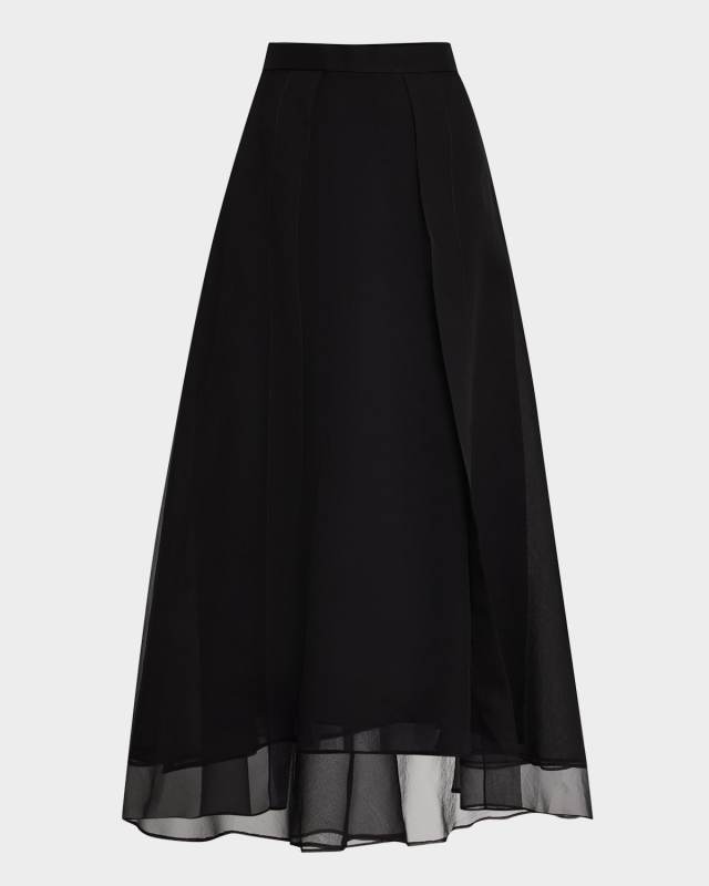 Crispy Silk Paneled Maxi Circle Skirt
